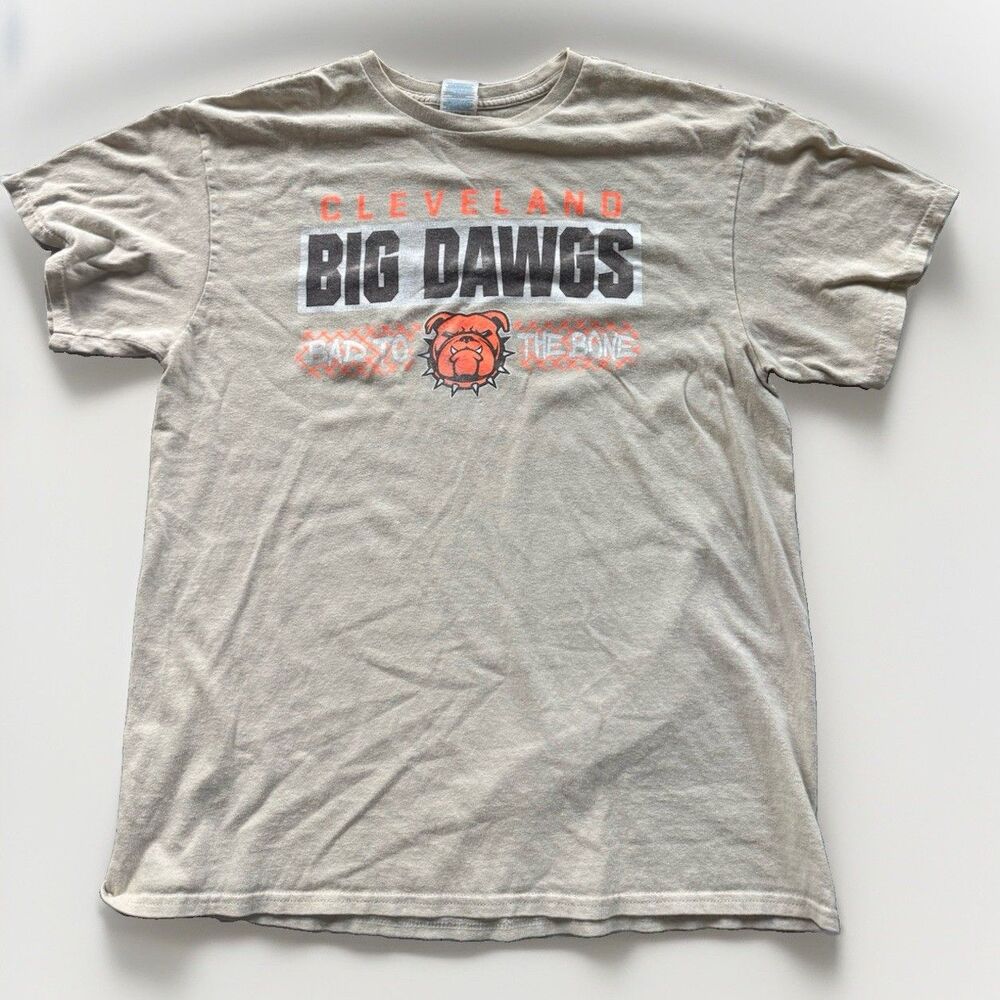 Hanes Authentic-T Cleveland Big‎ Dawgs Bulldog Graphic Tee Men’s M Beige